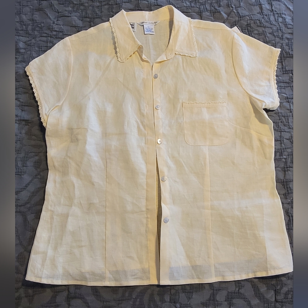 Vintage Richard Malcolm Irish linen top with embroidery detail